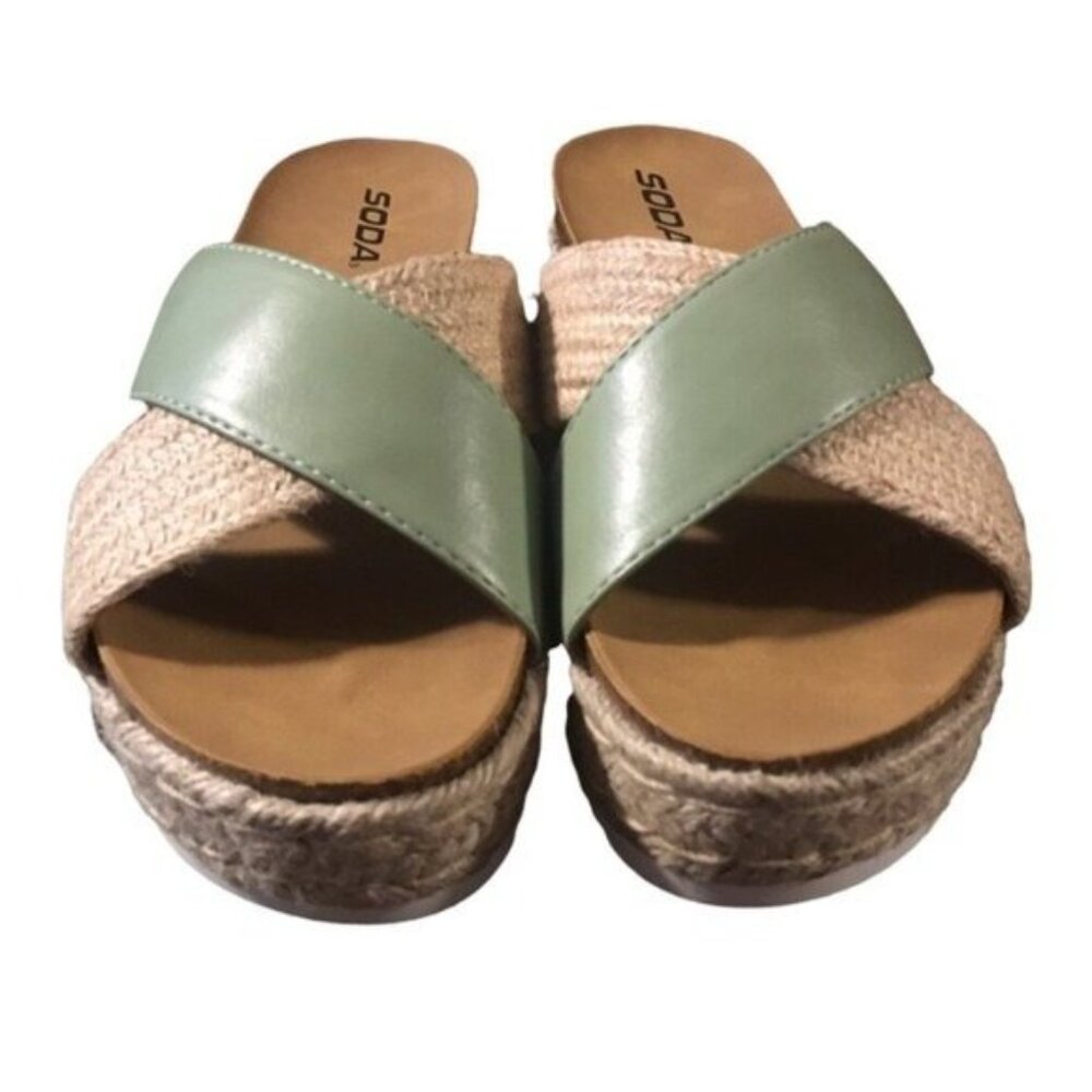 Sandals Sage Platform Espadrille Criss cross Slide Slip On Shoes Jute - Picture 3 of 6